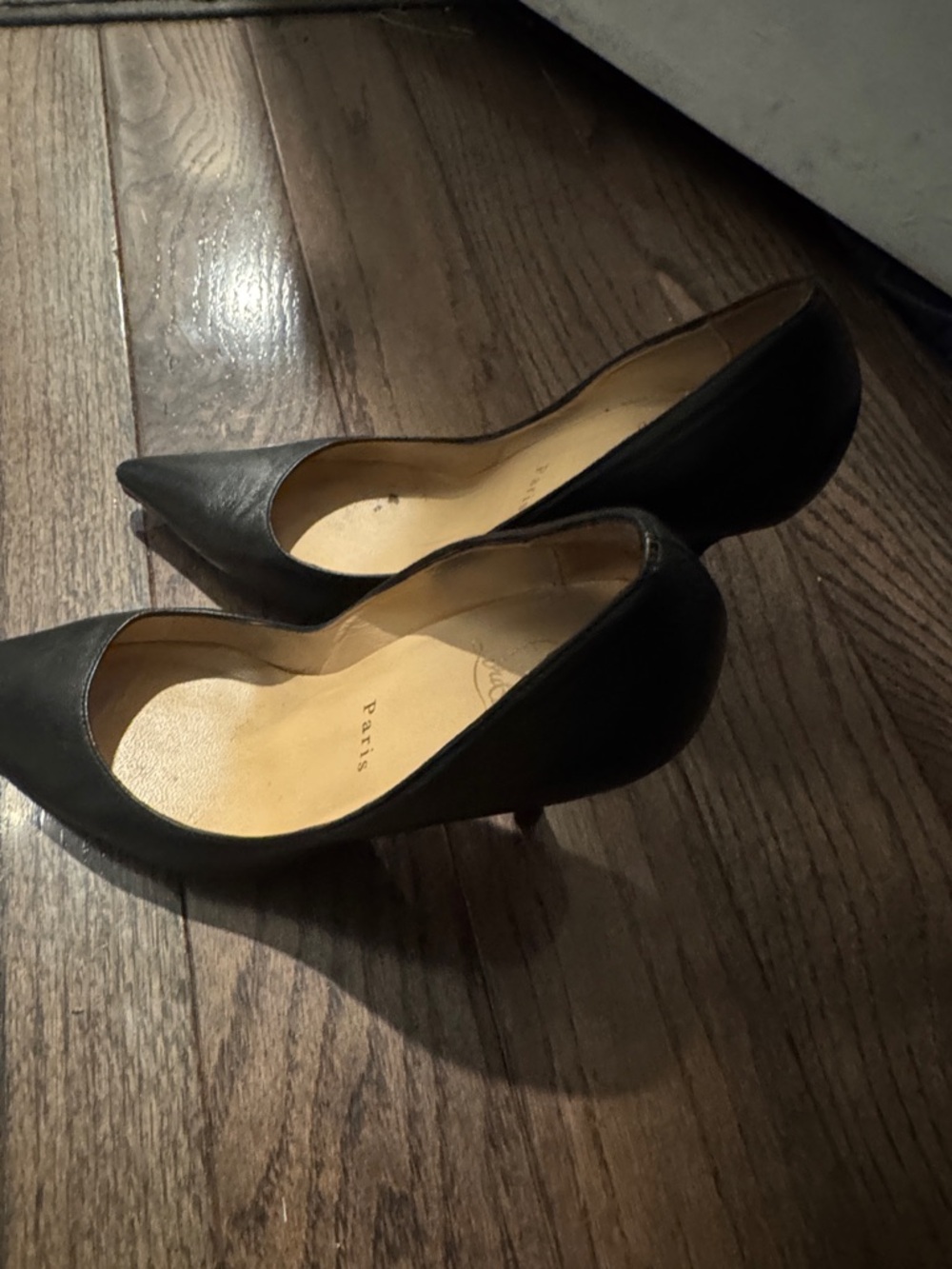 Christian Louboutin Black Pointed-Toe Leather Pumps